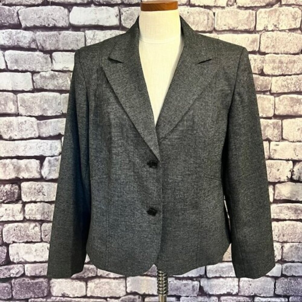 Dressbarn Black & White Button Down Long Sleeve Tweed Jacket Size 16